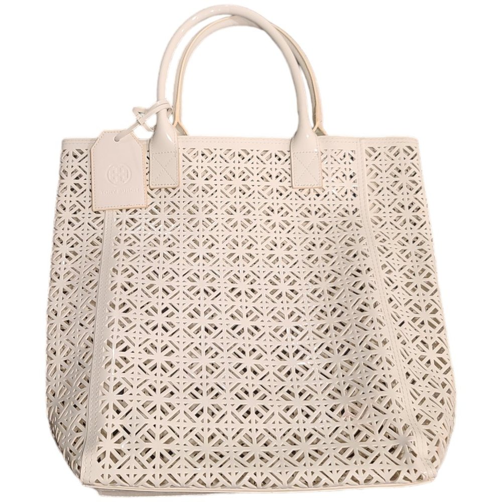 Tory Burch White Large Tote Bag Laser Cut New without Tag